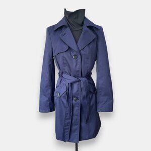 H&M Classic Navy Blue Classic Belted Trench Coat Size 8